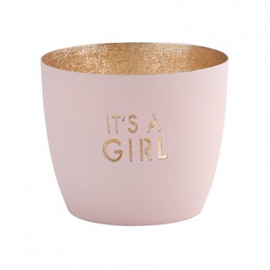 Giftcompany Windlicht 'IT'S A GIRL' in pastellrosa/gold