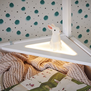 LIFETIME Eckablage mit LED Licht für Betten in weiß