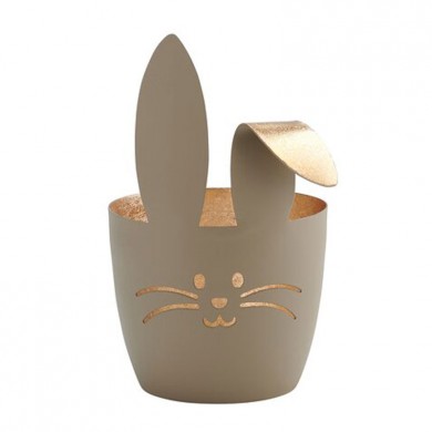 Giftcompany Windlicht 'Hase mit Knickohr' in sandstone/gold