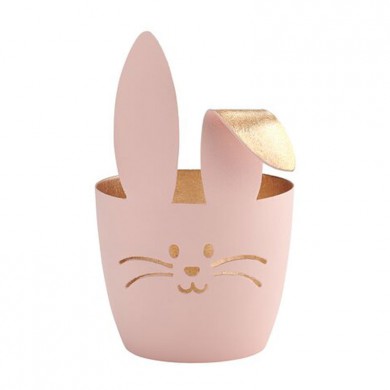 Giftcompany Windlicht 'Hase mit Knickohr' in pastelrosa/gold