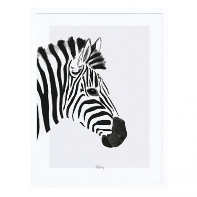 Lilipinso Kinderzimmerbild 30x40cm Zebra in schwarz/weiß mit Rahmen