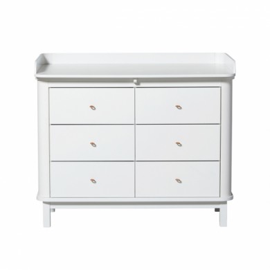 Oliver Furniture Wood Wickelkommode 6 Schubladen mit Wickelplatte groß in weiß