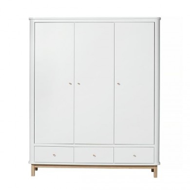 Oliver Furniture Wood Kleiderschrank 3-türig in weiß/Eiche