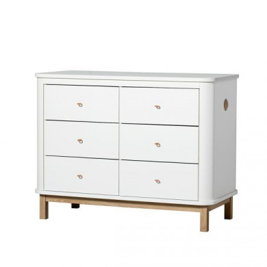 Oliver Furniture Wood Kommode 6 Schubladen in weiß/Eiche