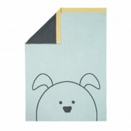 Lässig Babydecke Hund in hellblau/mint / anthrazit 75x100cm