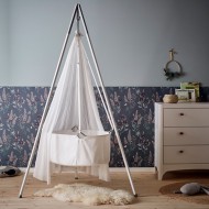 Leander Classic Babywiege in weiß/beige inklusive Matratze und Stativ AUSSTELLUNGSSTÜCK