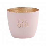 Giftcompany Windlicht 'IT'S A GIRL' in pastellrosa/gold