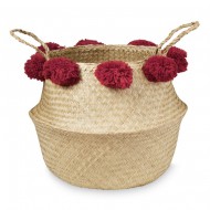 Cam Cam Aufbewahrungskorb aus Seegras mit Pompons in rostrot 30x38cm