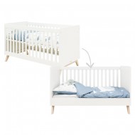 Bopita Babybett Fenna in weiß/natur 70x140cm umbaubar