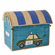 Rice Spielzeugkorb Größe M in blau "Race Car Scene"