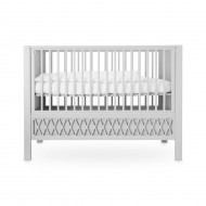 Cam Cam nostalgisches Baby-und Juniorbett 'Harlequin' rundum Gitterstäbe in Classic Grey 60x120cm