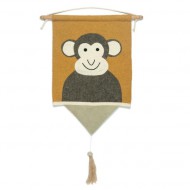 Kidsdepot Aufhänger/Wandbild 'Moon- Monkey' ocker/braun 60x40cm