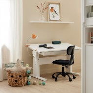 LIFETIME höhenverstellbarer Schreibtisch mit neigbarer Tischplatte in weiß lackiert - Breite 120cm