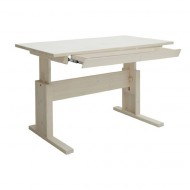 LIFETIME höhenverstellbarer Schreibtisch mit Schublade in white wash - Breite 120cm