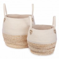 Kidsdepot Weidenkörbe 2er-Set 'Kori' cremeweiß/natur Ø 38cm/ 30cm