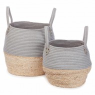 Kidsdepot Weidenkörbe 2er-Set 'Kori' grau/natur Ø 38cm/ 30cm