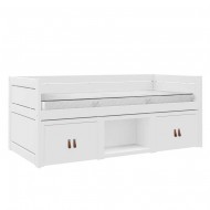 LIFETIME Kojenbett 90x200cm mit Regalmodul (wie abgebildet) in weiß oder white wash