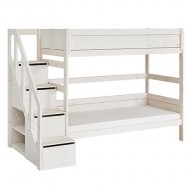 LIFETIME Etagenbett mit Treppe, Höhe 177cm in 90x200cm in WHITE WASH