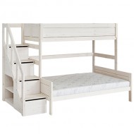 LIFETIME Family-Etagenbett mit Treppe in 90 bzw. 140x200cm in WHITE WASH