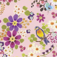 Eijffinger Rice "Everyday Magic" Tapete Vögel & Blumen rosa