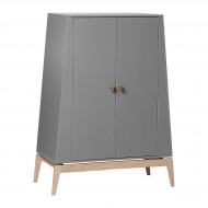 Leander Luna Kleiderschrank klein in Grau/Eiche, Höhe: 138cm