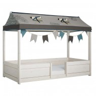 LIFETIME 4-in-1 Bett inklusive Stoffdach und Girlande "Dino"  - Bett in weiß oder white wash 