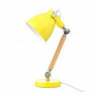 LIFETIME Schreibtischlampe gelb mit Holzdetail 