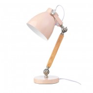 LIFETIME Schreibtischlampe rosa mit Holzdetail 