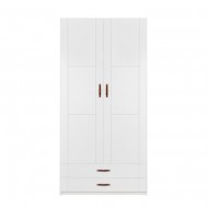 LIFETIME Kleiderschrank mit 2 Türen und 2 Schubladen in weiß - 100x203cm - Griffe wählbar