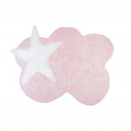 Teppich waschbar rosa in Wolkenform mit Stern in weiß 120x160cm