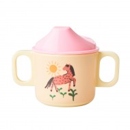 Rice Melamin Babybecher 'Farm Totable' in rosa