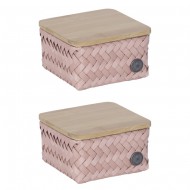 Handed By Top Fit - Aufbewahrungskorb 'Tiny' mit Holzdeckel 8x13x13 cm in copper blush