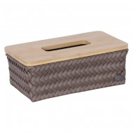 Handed By Top Fit - Aufbewahrungskorb 'Rectangular' mit Holzdeckel 10x27x15 cm in taupe