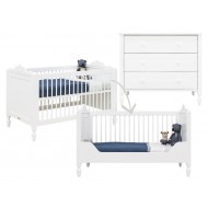 Bopita Belle Babyzimmer 2-teilig mit Babybett 70x140cm umbaubar und Kommode in Weiß