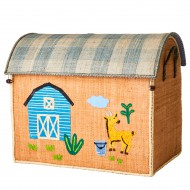 Rice Spielzeugkorb Größe L Bauernhof in braun/beige