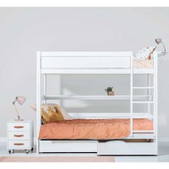 LIFETIME Etagenbett mit gerader Leiter in weiß oder white wash 