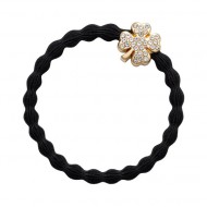 By Eloise Haargummi Armband Kleeblatt Black