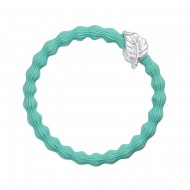 By Eloise Haargummi Armband Silver Leaf Turquoise
