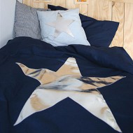 Bettwäsche 140x200cm dunkelblau mit Stern - Retoure
