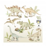 Dekornik Wandsticker Dinosaurier "Happy Dino Wonderland" XL, 70x70cm - einzeln klebbar