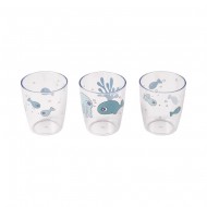 Done by Deer Kinder-Trinkbecher 3er-Set 'Sea friends' Tiere transparent/blau