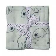 Done by Deer 2er-Set Swaddles 'Sea friends' blau in 120x120cm