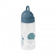 Done by Deer Trinkflasche mit Strohhalm 'Sea friends' blau
