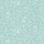 Eijffinger Rice "Everyday Magic two" Tapete blau/grün mit zartem Blumen-Blätter-Muster creme/weiß