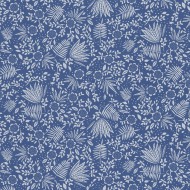 Eijffinger Rice "Everyday Magic two" Tapete dunkelblau mit zartem Blumen-Blätter-Muster creme/weiß