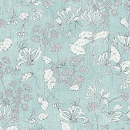 Eijffinger Rice "Everyday Magic two" Tapete blau/grün mit Blumen-Blätter-Muster creme/weiß