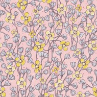 Eijffinger Rice "Everyday Magic two" Tapetenwandbild rosa mit Blumenranken creme/grau/ocker