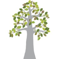 Tapetenbaum silber mit grünen Blättern 