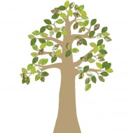 Tapetenbaum gold mit grünen Blättern 