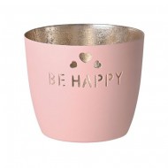 Giftcompany Windlicht 'BE HAPPY' in blush/gold